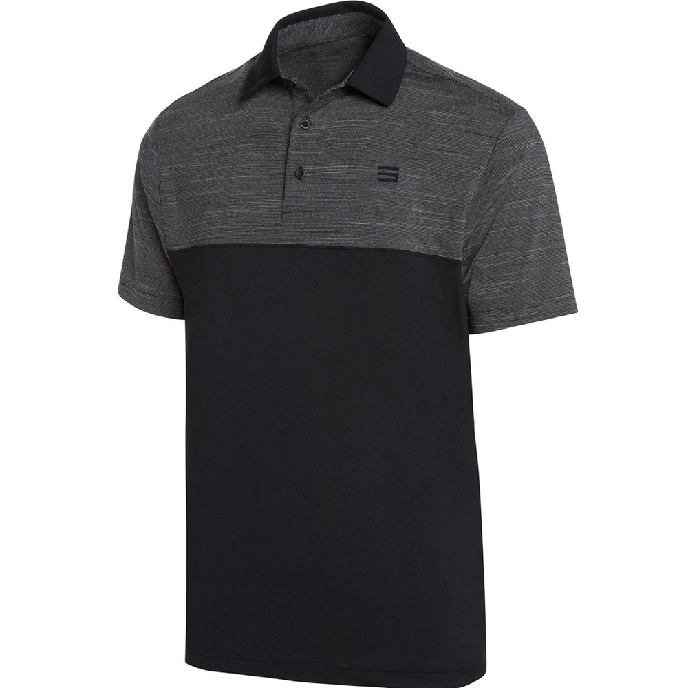 Three Sixty Six Two Tone Performance Polo Size L Black Gray Golf Shirt